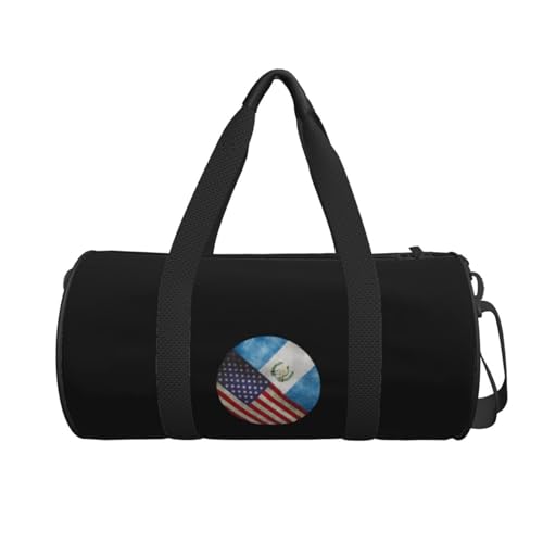 Retro America And Guatemalan Flag Convertible Garment Bag with Shoulder Strap, Carry on Garment Duffel Bag for Men Women - Rolling Foldable for Travel Luggage Bags (Black)2