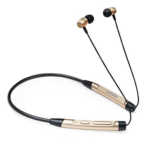 Image of Sonilex BT114 Magnet Wireless Neckband Bluetooth Earphone 5.0,24H Talk time, Earphone Headset Earbud Portable Headphone Handfree, Sweatproof, Noise Cancellation (Black Golden) (SL-BT-114-BLACK)