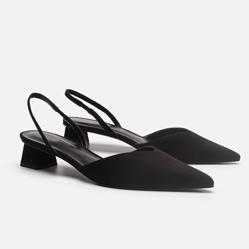 Women's Closed Pointed Toe Mules Sandal,Slingback Slip On Wedding Dress Pumps Fashion Chunky Heels Dress Shoes4