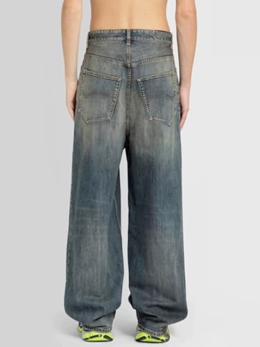 Mud Dyed Pants, Unisex Straight Tube Washed High Street Silhouette Jeans3