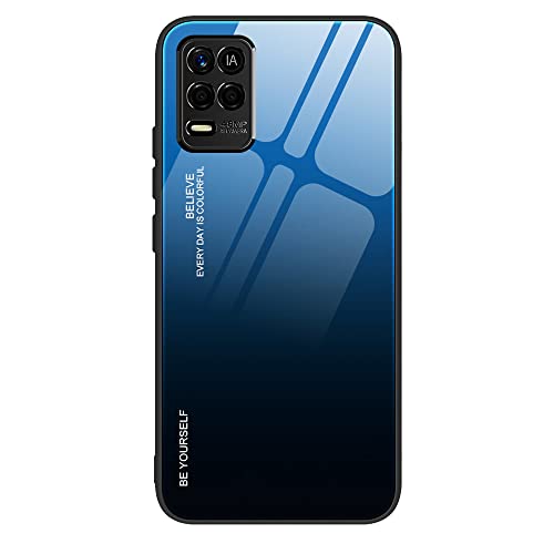 XITEN Étui Rigide en Verre Dégradé pour Realme 8 5G(6.5'')|Realme Narzo 30 5G, Coque Arrière en Armure de Protection Housse, 7