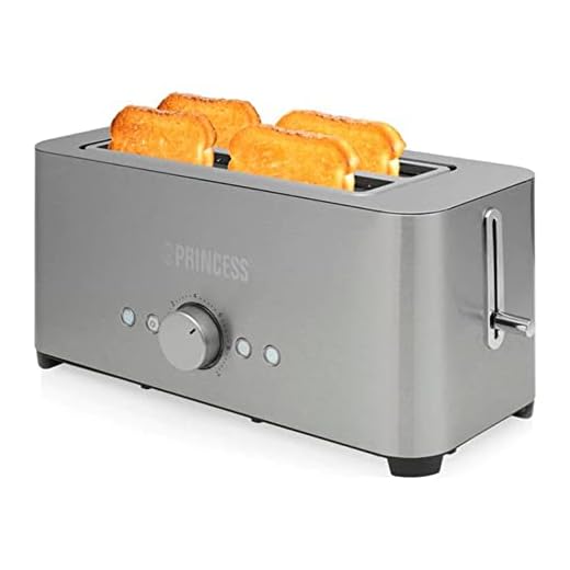 TOSTADOR PRINCESS 2 RANURAS BOCA ANCHA INOX 1050W REBANADA LARGA JP20