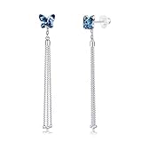 aretes de borla azul 🦋 CRISTALES DESDE SWAROVSKI 🦋 Usando cristales de Swarovski, 👉ATENCIÓN👈 los Cristales de Swarovski se usan solo como un ingrediente en este producto. En realidad, este ítem es producido y comercializado por CRYSLOVE.