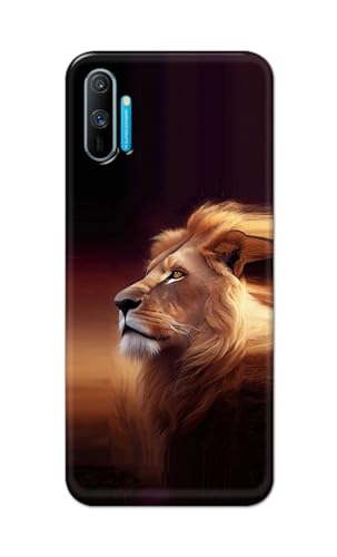 Image of Plastic Printfidaa Printed Hard Back Cover Case For Realme C3 | Realme C3I Back Cover (Danger Lion) -112,Black