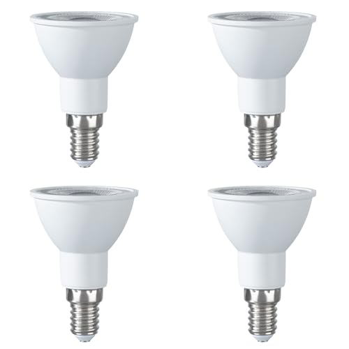SEBSON Bombilla LED E14 2,5W 450lm Blanco Cálido - Clase de Eficiencia Energética A - Sustituye 50W Halógena - Reflector 90° 230V ø50x70mm - Set de 4