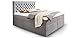 Produktbild Moebella Boxspringbett mit Bettkasten H3 Webstoff Grau XXL Stauraum Chester Topper Taschenfederkernmatratze Knopfheftung (180 x 200 cm)
