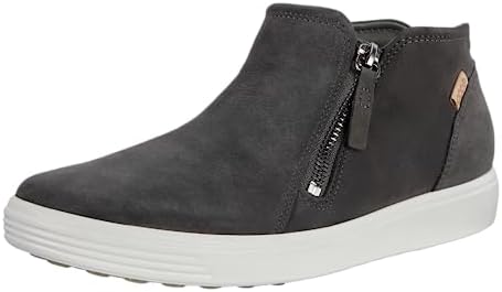 ECCO Women's Soft 7 Side Zip Bootie Sneaker Ankle Boot, Dark Shadow Nubuck, 6-6.5