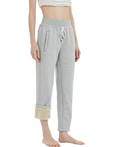 Image of Gihuo Women's Sherpa Lined Sweatpants Winter Warm Fleece Lined Sweatpants with Pockets Fleece Jogger Pants