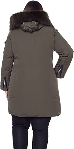 Alpine North Women’s Navy Vegan Down Long Parka Jacket (Plus Size) - Water Repellent, Windproof, Insulated Winter Coat With Faux Fur Hood,Olive, X3X-Large #TOP1