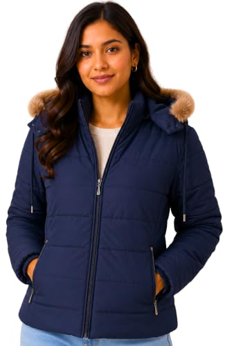 Image of SANE ORIGINALS Winter Jacket for Women with Detatchable Hoodie Cap || Lightweight Full Zipper Regular Fit Warm Jacket for Ladies