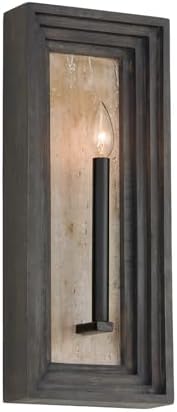 Capital Lighting 654011EB Dunn Modern Handcrafted Mango Wood Rectangular Wall Sconce, 1-Light 60 Watt, 20" H x 8" W, Espresso Stain and Black