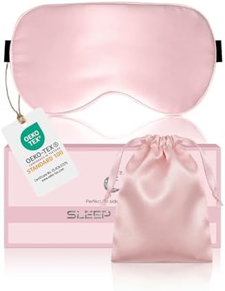 Aosun Seiden Schlafmaske für Seitenschläfer, 22MM, 100% Bio Maulbeerseide Augenmaske, Ideal Geschenke für Frauen & Mama, Lichtblockierende Schlafbrille Augenklappe mit Verstellbare