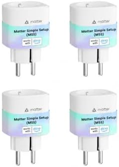 Meross Matter Smart Steckdosen mit Stromverbrauch, WLAN Steckdosen mit Stromzähler für Balkonkraftwerk, funktioniert Apple HomeKit, Alexa und Google, 16A, FFS Ver. 4pcs