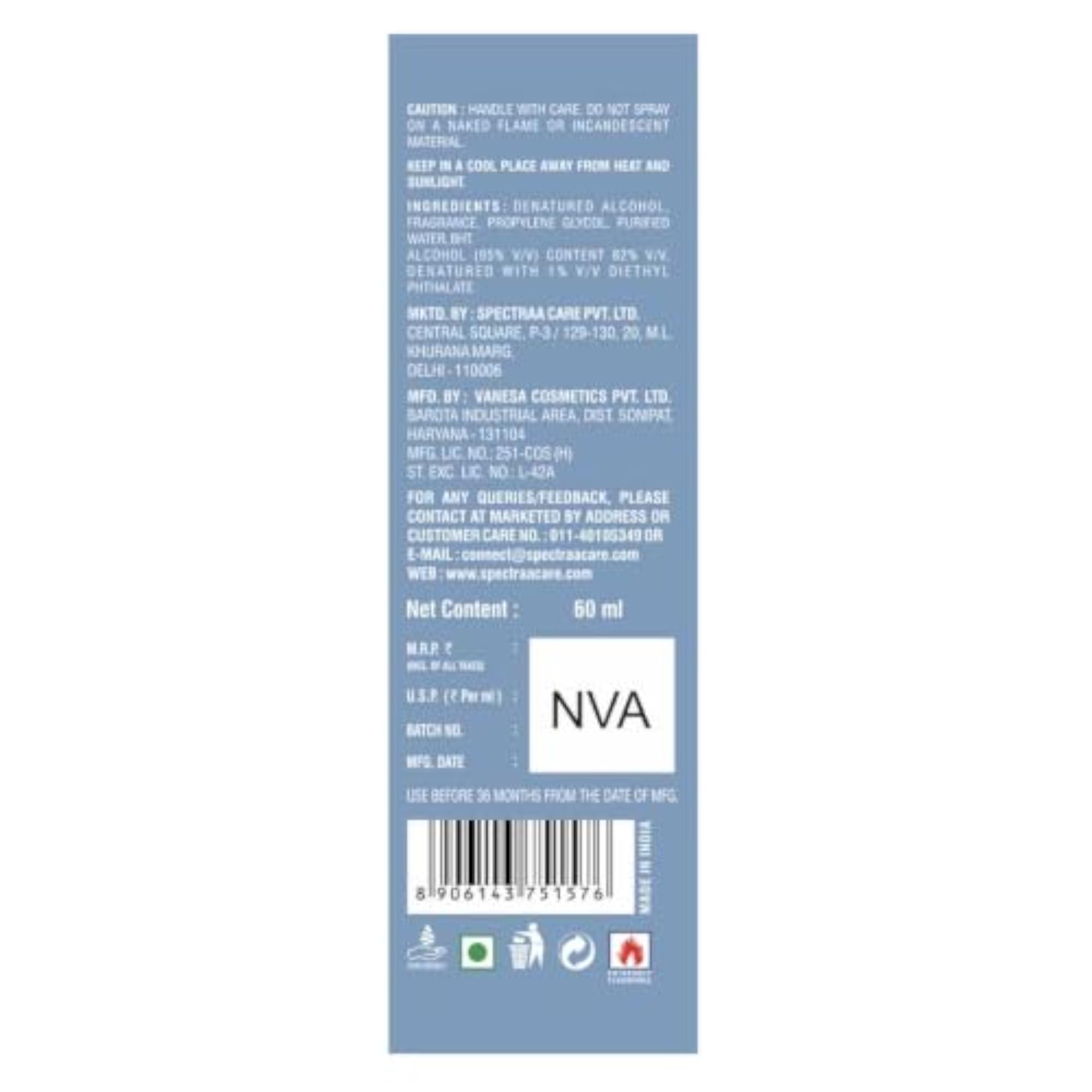 Long Lasting Jasmine Fragrance Perfume Spray, 60ml