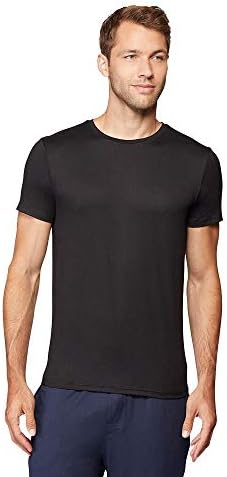 32 Degrees Mens Cool Quick Dry Active Basic Crew T-Shirt, Black, Large