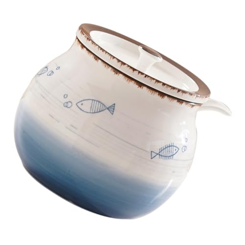 JOINPAYA Pot En Céramique Avec Couvercle Amovible 1200 Ml, Boîte à Épices Et Condiments, Stockage Sûr Cuisine, Décor Traditionnel Fait Main, Famille Et Restauration