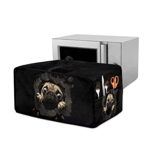 Wanyint Funda para horno tostador, tamaño M, 52 cm de ancho, tela decorativa para mini hornos, accesorios de cocina para el hogar, color negro