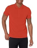 A|X ARMANI EXCHANGE mens Logo Zip Jersey Polo Shirt, Rooibos Tea, Large US