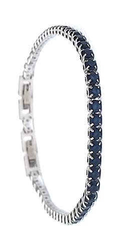 Bracciale tennis bianco/nero/blu spessore 3 MM cristalli in acciaio inox Lavorato a mano Made in Italy/astuccio regalo incluso/spedizione gratis (blu)