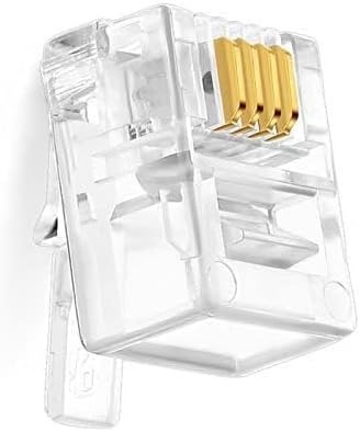 Telephone Plug 4 Pin RJ11 6P4C Modular Plug - Telephone Phone Connector, Crystal Head - Pack of 50