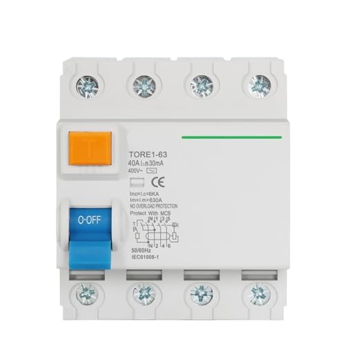 Disyuntor de corriente residual 4P de 32A contra fugas eléctricas en redes de 400V