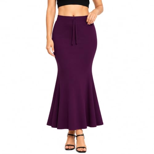 Image of Mogsa Women's Lycra Fishcut Saree Shapewear Petticoat - Tummy Control Slim Fit Stretchable Shaper Skirt with Drawstring & Side Slit for Sarees