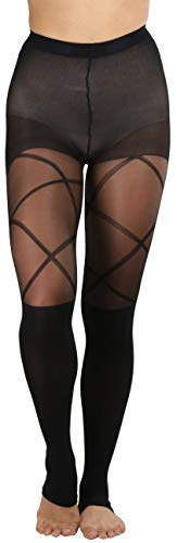 Image of ToBeInStyle Women's Single Floral Lace Fishnet Tights Footless & Stirrup Design