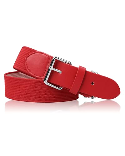 Stelle Baseball/Softball/Fastpitch Belt Girls Sports Elastic Adjustable Boys Uniform Belts Youth and Adult SizesRed Adult