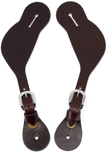 Jeereal Leather Western Spur Straps for Cowboy | Men and Womens Boots Equipment | Adjustable Single Ply Spur Straps (Oily Wax Rust)