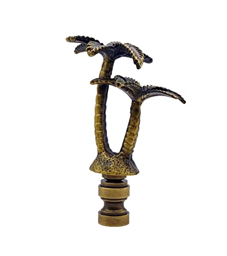 Image of Lamp Finial-Coconut Palm Tree-Antique Brass Finish, Highly Detailed Metal Casting