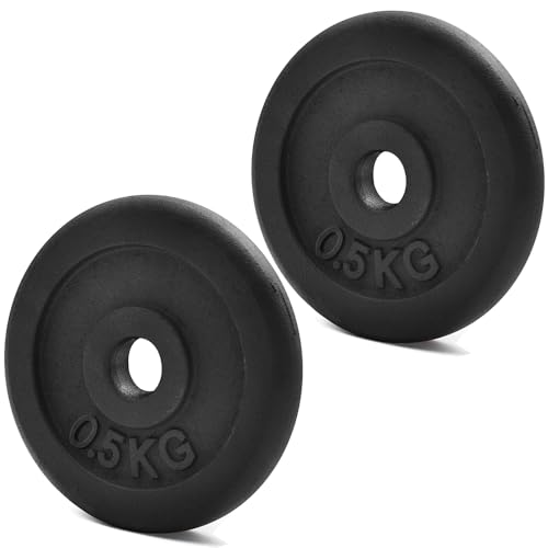 KK Juego de discos de peso de hierro fundido para barra de pesas de 1 pulgada, par de discos de peso de hierro fundido, 2 discos de peso de 2,5 kg, 5 kg o 10 kg, placas de mancuernas para el hogar (2