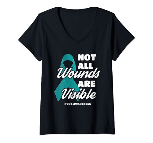 Mujer PCOS Awareness Not All Wounds Are Visible Camiseta Cuello V