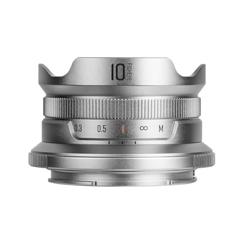 Image of Brightin Star 10mm F5.6 II Fisheye Lens for M43 Mount Mirrorless Cameras, Manual Focus Prime APS-C Lens Fit for G7,GX85,GX9,G95,GH5,GH6,G100,G9(Silver)