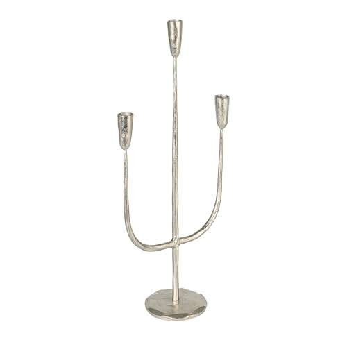 Creative Co-Op Tall Artisanal Metal Candelabra, Silver by Creative Co-Op - Used condition - US$29.47
