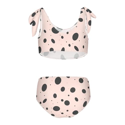 KLL Black Polka Dots on Pink Background Girls Two Piece Bikini Set Beach Swimsuit Swimwear Adjustable Strap2