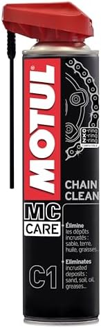 Motul Limpiador de Cadenas de Moto en Spray, Desengrasante Extremo para Motos de Carretera y Todoterreno, Compatible con O-RING, X-RING y Z-RING, Evaporación muy Rápida, MC Care Chain Clean C1, 400 ml