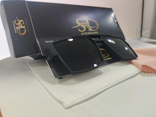 S&D Classic Retro Square Sunglasses for Men & Women – UV400 Protection, Unisex Stylish Black Frame4