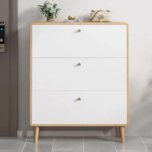 Image of The Artment your artistic apartment Sanctum 3 Door Drawer Wooden Shoe Organizer Cabinet, Footwear Stand for Entryway, Hall | Space Saving Design | Home Furniture for Home (Size - 80x24x118 CM)