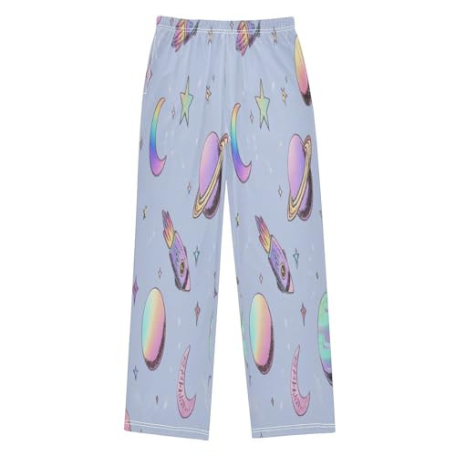 Glitter Planet Space Pajama Pants Soft Lounge Sleepwear PJ Bottoms with Elastic Waist Ages 6–14 Years