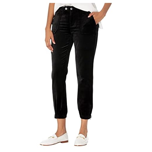 PAIGE Women's MAYSLIE MID Rise Lustrous Velvet Jogger, Black Overdye, 23