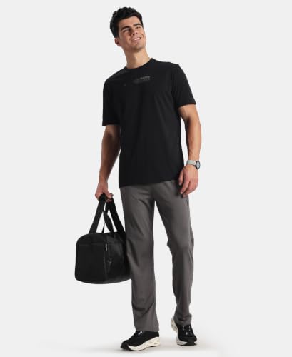 Image of Jockey 2718 Men Super Combed Cotton Rich Graphic Printed Round Neck Half Sleeve T-Shirt Black L