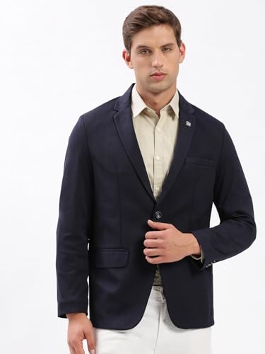 Image of SHOWOFFFF Men Solid Single Breasted Casual Blazer | Notched Lapel Full Sleeves Cotton Blazer for Mens | Slim Fit Regular Length Blazer for Men's