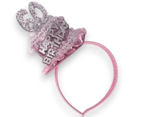 Cerchietto idea regalo Compleanno con Decorazione Glitter, Design Tortina, Disponibile per 18, 60 e 70 Anni, Rosa (rosa, 60 anni)