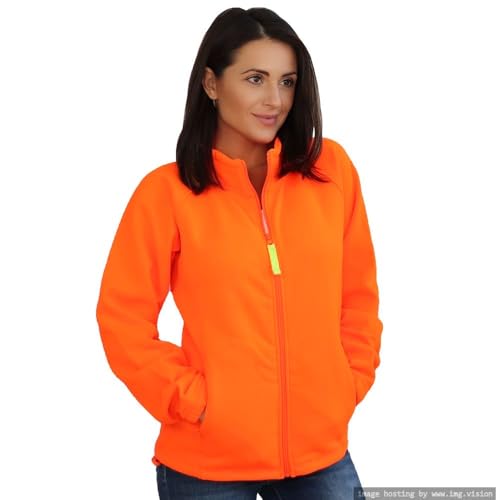 TrailCrest Womens Semi-Fitted Blaze Orange Full Zip 12 Oz. Fleece Jacket