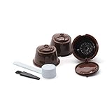  Kurphy Juego de tazas de filtro de cápsulas de café reutilizables con cepillo de cuchara, filtro de malla de acero inoxidable respetuoso con el medio ambiente, adecuado para Dolce Gusto