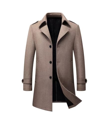 FTIMILD Mens Wool Blend Coat with Detachable Collar Two Collar Single Breasted Pea Coat Business Trench Coat