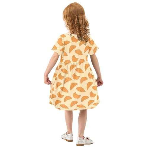 Toddler Girls Dress Summer Croissant Dresses Short Sleeve Clothes Casual Sundress 2-8Y3