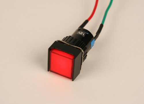 Piloto LED 12V DC, Panel Cuadrado 17mm Rojo miniatura 3