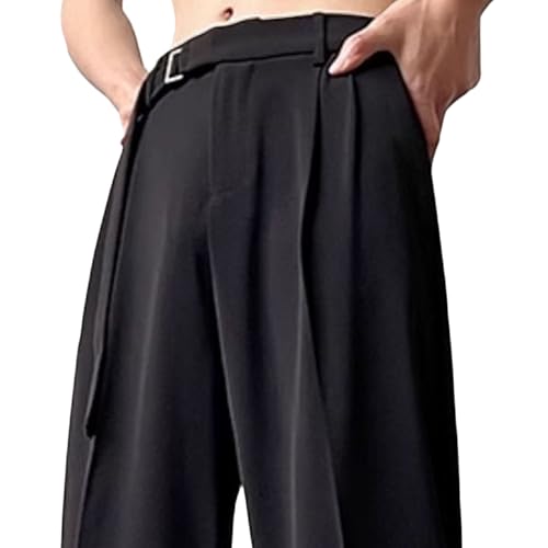 Pantalon de costume homme ample plissé taille haute jambe large