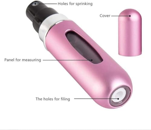 Ideal Swan 4pcs Refillable Perfume Atomizer Mini Bottles, Travel Fragrance Spray Bottles, Multi-colored (Purple, Blue, Pink, Black), Glass & Metal, Patented Easy Fill System